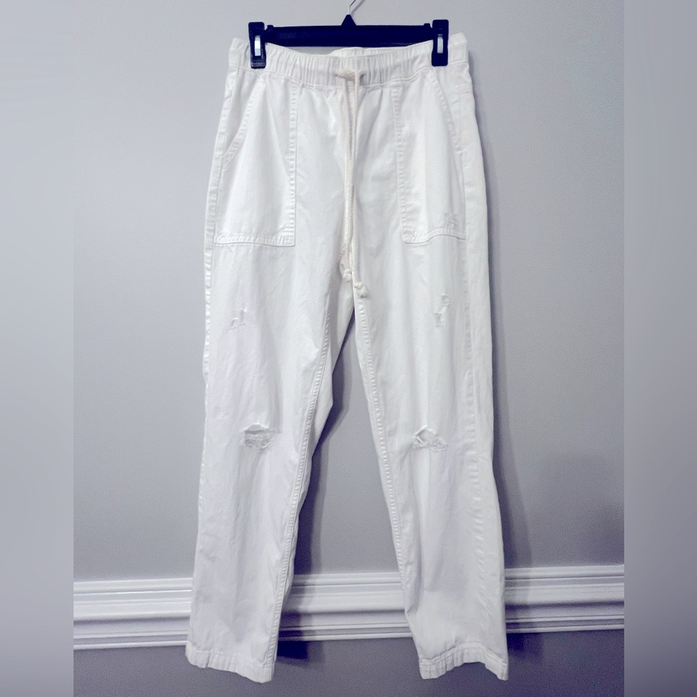 Aerie white drawstring pants, EUC, Small